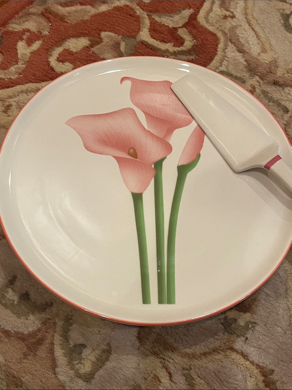 Vintage Pedestal Cake Dessert Plate Dish 10.5” With Serving Spatula